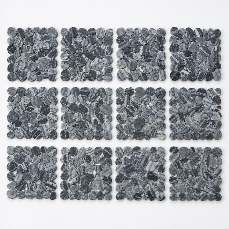 Aphrodite Dark Grain 2x2 Marble Mosaic close-up