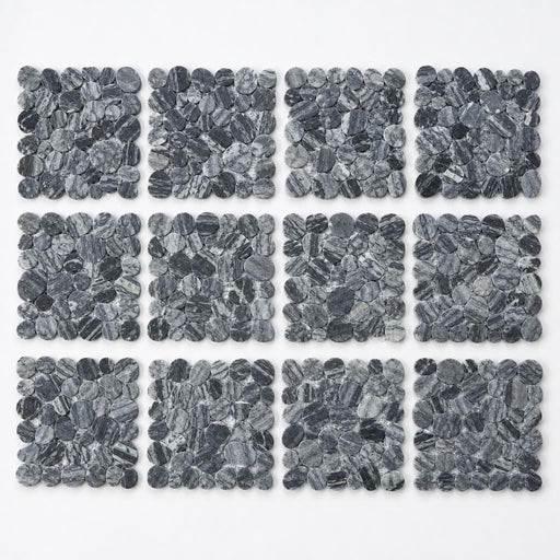 Aphrodite Dark Grain 2x2 Marble Mosaic close-up