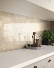 Appia Cross Cut Beige 24x48 Polished Travertine Look Porcelain Tile