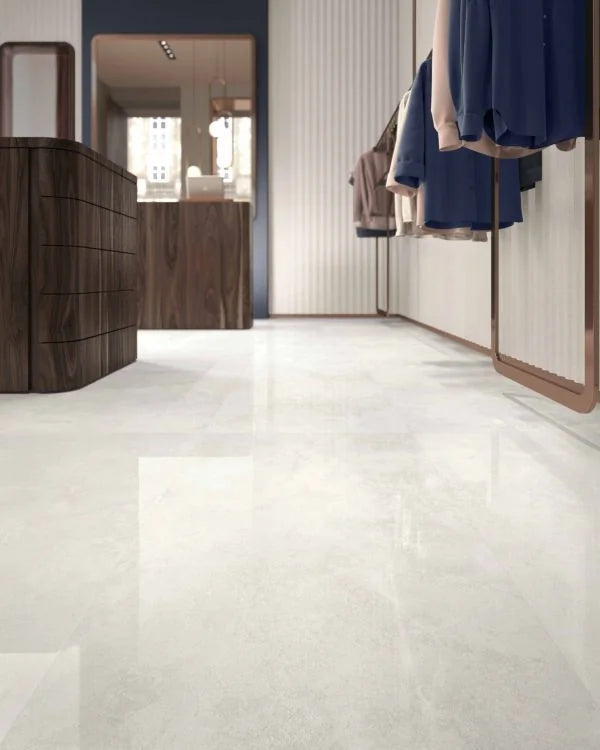 Appia Cross Cut White 24x48 Matte Travertine Look Porcelain Tile