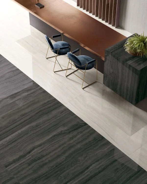 Appia Vein Cut White 24x48 Polished Stone Look Porcelain Tile