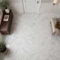 Arabescato Carrara 12x12 Polished Marble Tile — Hallway floor