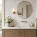 Arabescato Carrara 12x24 Honed Marble Tile — Bathroom vanity wall