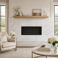Arabescato Carrara 12x24 Honed Marble Tile — Living Room fireplace surround
