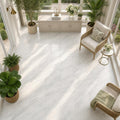 Arabescato Carrara 18x18 Honed Marble Tile — Sunroom floor