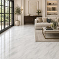 Arabescato Carrara 18x18 Polished Marble Tile — Living Room floor