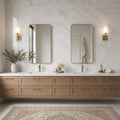 Arabescato Carrara 18x36 Polished Marble Tile — Bathroom vanity wall