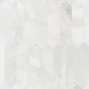 Arabescato Carrara 3x12 Pickett Honed Pattern Marble Mosaic Tile