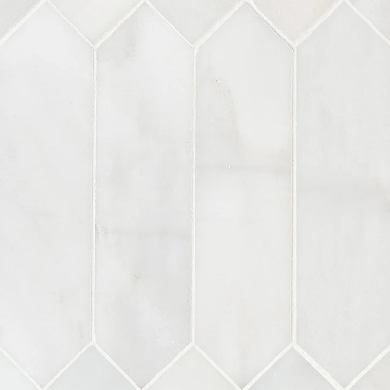 Arabescato Carrara 3x12 Pickett Honed Pattern Marble Mosaic Tile