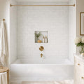 Arabescato Carrara 3x6 Honed Marble Tile — Bathroom tub surround