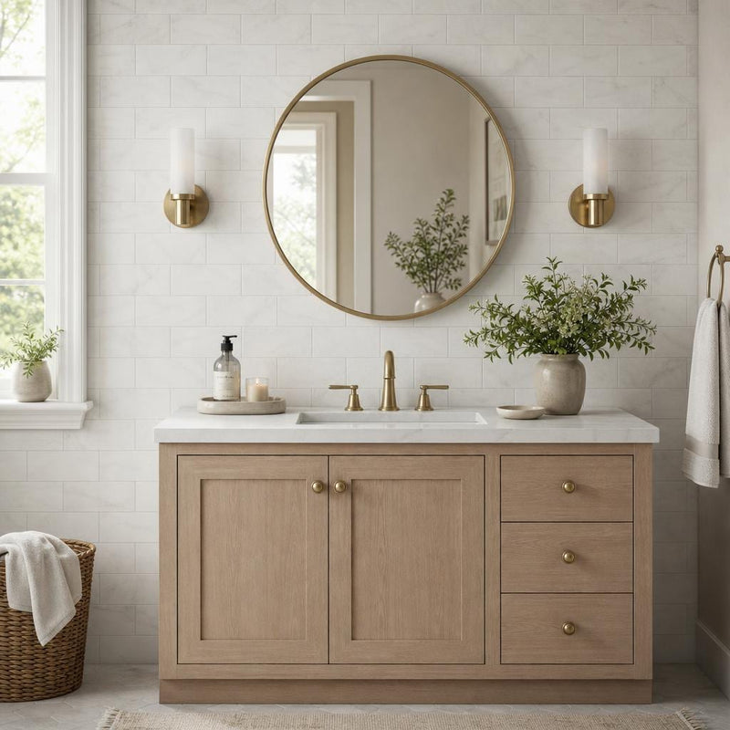 Arabescato Carrara 3x6 Honed Marble Tile — Bathroom wall