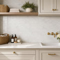 Arabescato Carrara 3x6 Honed Marble Tile — Laundry Room backsplash
