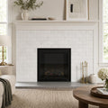 Arabescato Carrara 3x6 Honed Marble Tile — Living Room fireplace surround