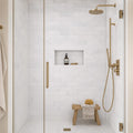 Arabescato Carrara 4x12 Honed and Beveled Marble Tile — Bathroom shower wall