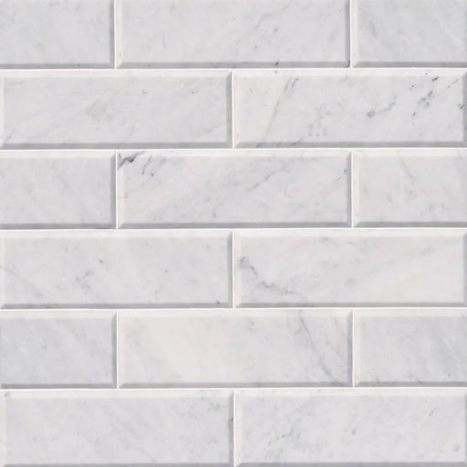 Arabescato Carrara 4x12 Honed and Beveled Marble Tile