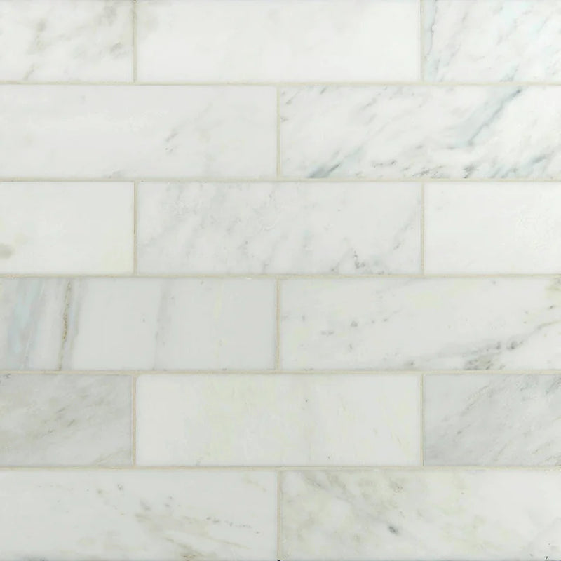 Arabescato Carrara 4x12 Honed Marble Tile