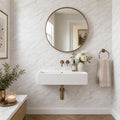 Arabescato Carrara 6x12 Honed Marble Tile — Powder Room wall