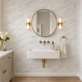 Arabescato Carrara 6x12 Polished Marble Tile — Powder Room wall