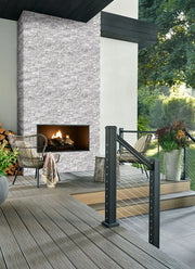 Rockmount Arabescato Carrara 6x24 Panel Splitface Marble Ledger Stone