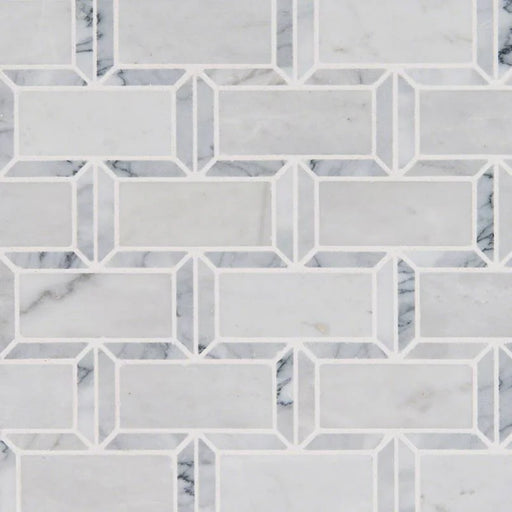 Arabescato Carrara Framework Pattern Polished Marble Mosaic Tile