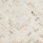 Arabescato Venato White 1x2 Herringbone Honed Marble Mosaic Tile