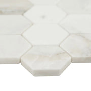 Arabescato Venato White 2" Hexagon Honed Marble Mosaic Tile