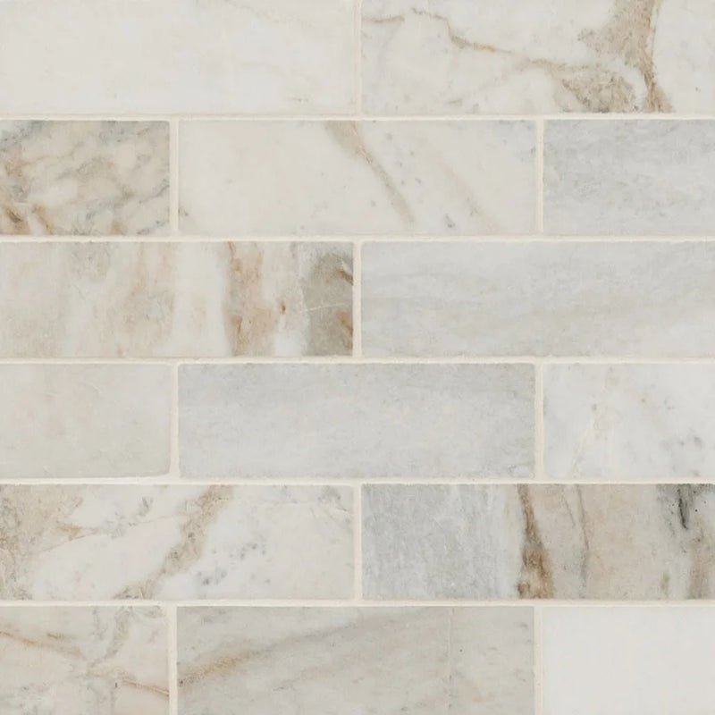 Arabescato Venato White 2x6 Honed Marble Mosaic Tile