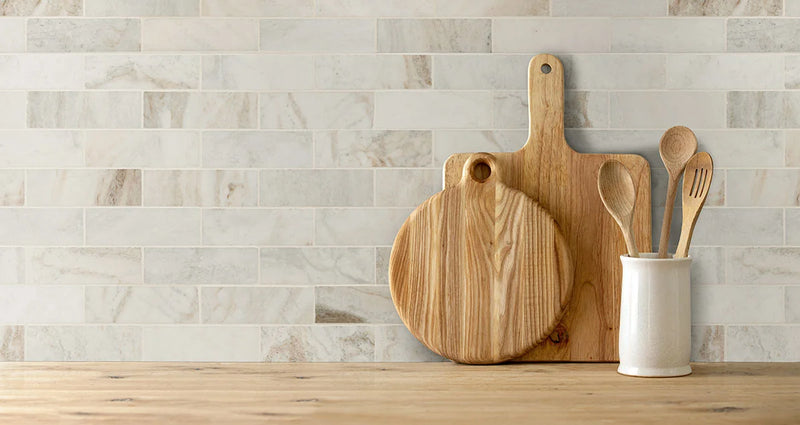 Arabescato Venato White 2x6 Honed Marble Mosaic Tile