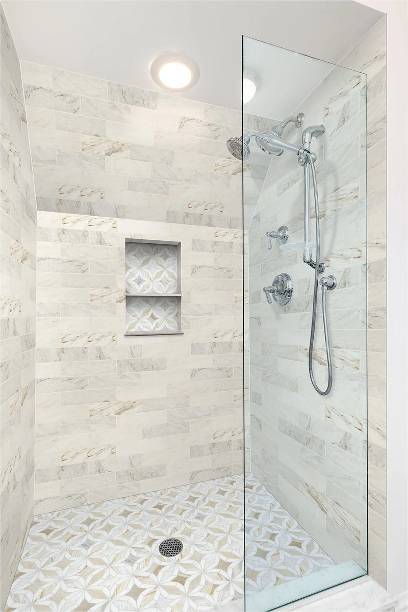 Arabescato Venato White 4x12 Honed Marble Tile