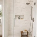Arabescato Venato White 4x12 Honed Marble Tile — Bathroom shower wall