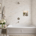 Arabescato Venato White 4x12 Honed Marble Tile — Bathroom tub surround