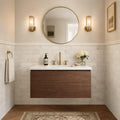Arabescato Venato White 4x12 Honed Marble Tile — Powder Room wainscot