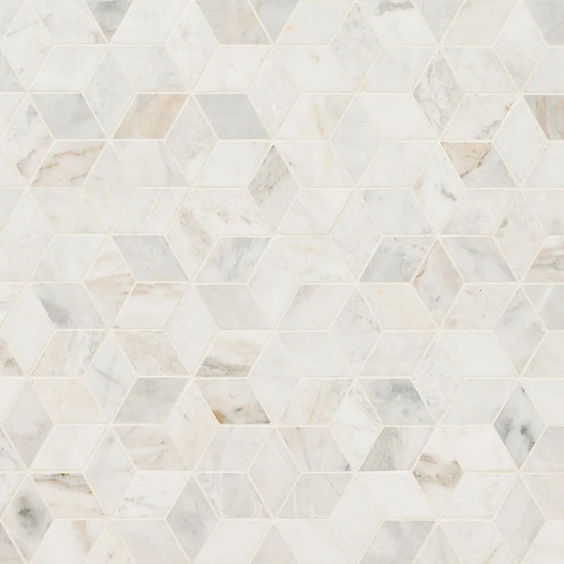 Arabescato Venato White Cube Honed Marble Mosaic Tile