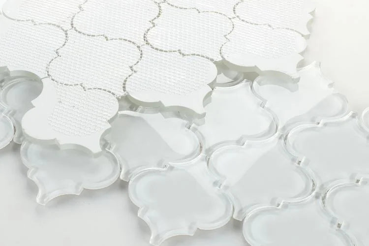 Arabesque White Shining Glass Mosaic