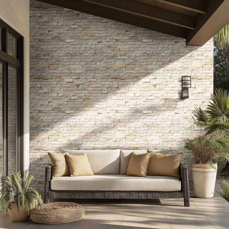 Arctic Golden 6x18 Corner Splitface Quartzite Ledger Stone