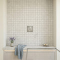 Arctic Gray 1x1 Square Honed Limestone Mosaic — Bathroom shower floor
