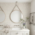 Arctic Gray 1x1 Square Honed Limestone Mosaic — Bathroom shower wall