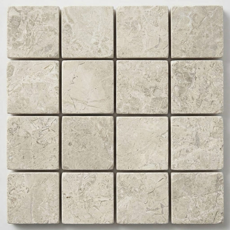 Arctic Gray 1x1 Square Honed Limestone Mosaic close-up