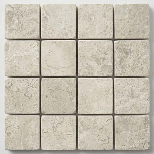 Arctic Gray 1x1 Square Honed Limestone Mosaic close-up