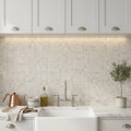 Arctic Gray 1x1 Square Tumbled Limestone Mosaic — Kitchen backsplash