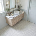 Arctic Gray Basketweave Limestone Mosaic 1x2 — Bathroom floor