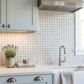 Arctic Gray Basketweave Limestone Mosaic 1x2 — Kitchen backsplash
