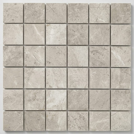 Arctic Gray 2x2 Square Honed Limestone Mosaic close-up