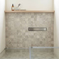 Arctic Gray 2x2 Square Tumbled Limestone Mosaic — Bathroom shower floor
