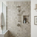 Arctic Gray 2x2 Square Tumbled Limestone Mosaic — Bathroom shower wall