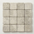 Arctic Gray 2x2 Square Tumbled Limestone Mosaic close-up