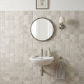 Arctic Gray 2x2 Square Tumbled Limestone Mosaic — Powder Room wall