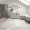 Arctic Gray Limestone Tile 12x12 Honed 3/8 inch — Bathroom floor