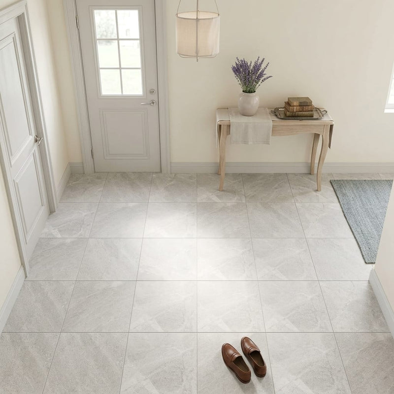 Arctic Gray Limestone Tile 12x12 Honed 3/8 inch — Foyer floor
