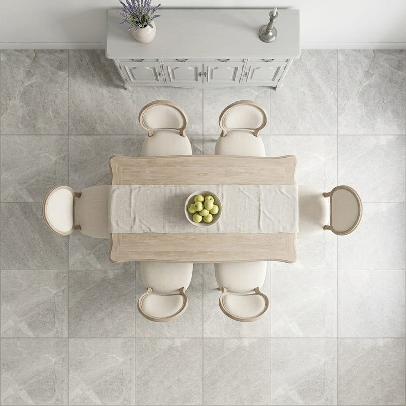 Arctic Gray Limestone Tile 24x24 Honed — Dining Room floor